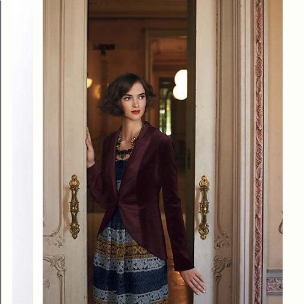 Anthropology suede burgundy blazer size 0